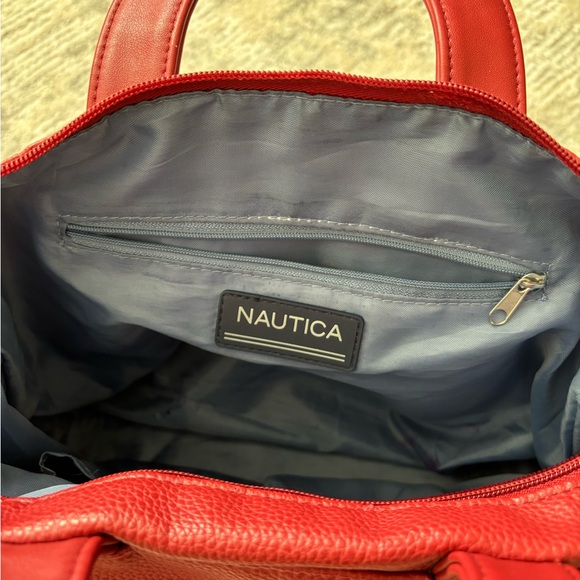 Nautica Red-Burgundy Cabin Fever Med Faux Leather Satchel Silver Tone Hardware - Picture 10 of 15